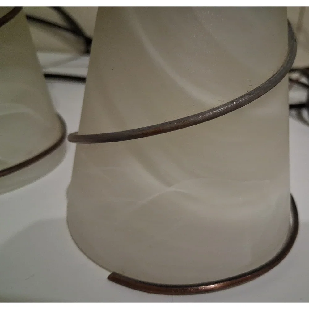 Pair of Copper and Glass Cone Pendant Lights Made in Italy 